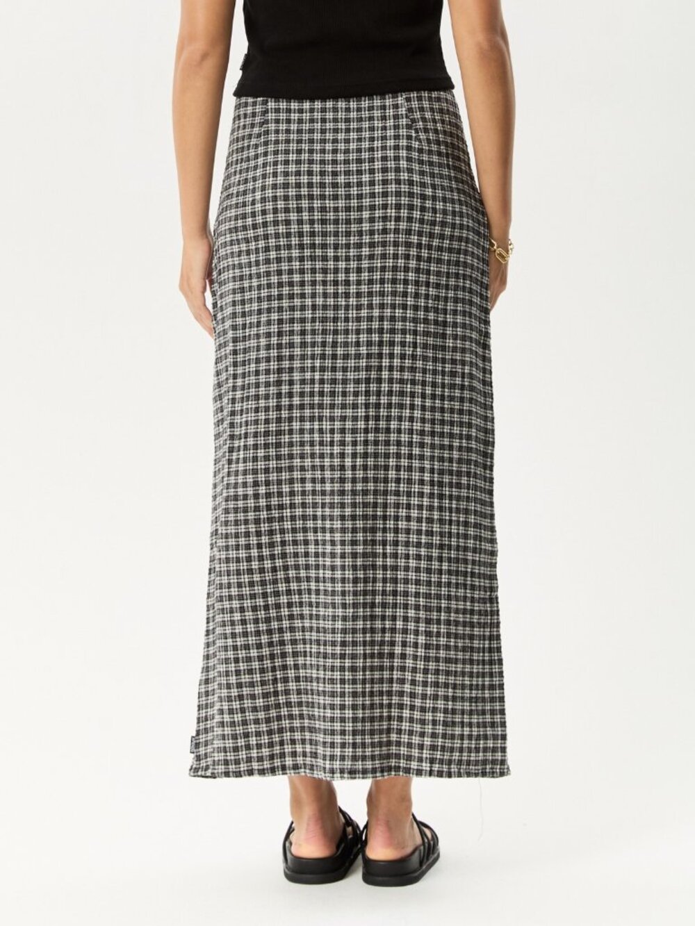Afends Lita Seersucker Maxi Skirt - Asta Steel Check - Size Small - Picture 4 of 8